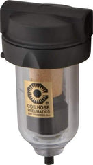 Coilhose Pneumatics - 3/8" Port, 5" High, FRL Filter with Polycarbonate Bowl & Automatic Drain - 150 Max psi, 120°F Max, 4 oz Bowl Capacity - Industrial Tool & Supply