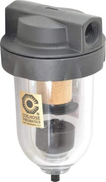 Coilhose Pneumatics - 1/2" Port, 7" High, FRL Filter with Polycarbonate Bowl & Automatic Drain - 150 Max psi, 120°F Max, 8 oz Bowl Capacity - Industrial Tool & Supply
