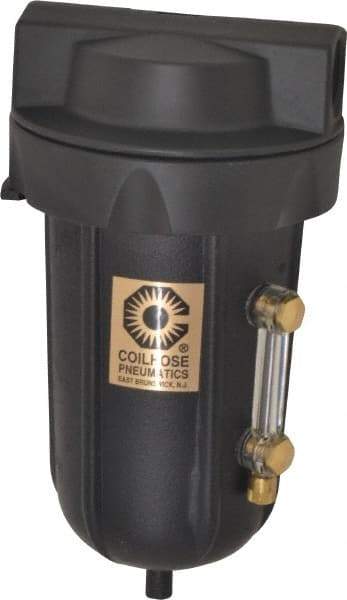 Coilhose Pneumatics - 1/2" Port, 7" High, FRL Filter with Aluminum Bowl & Automatic Drain - 250 Max psi, 250°F Max, 8 oz Bowl Capacity - Industrial Tool & Supply
