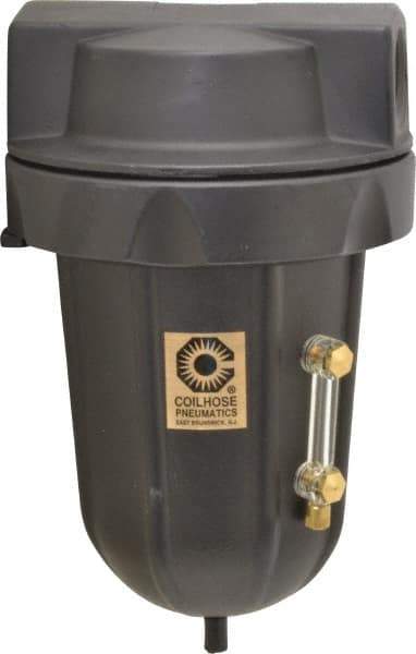 Coilhose Pneumatics - 3/4" Port, 9" High, FRL Filter with Aluminum Bowl & Automatic Drain - 250 Max psi, 250°F Max, 23 oz Bowl Capacity - Industrial Tool & Supply