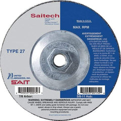 Sait - 9" Wheel Diam, 1/8" Wheel Thickness, Type 27 Depressed Center Wheel - Ceramic, Resinoid Bond, 6,600 Max RPM, Compatible with Angle Grinder - Industrial Tool & Supply
