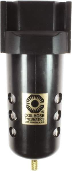 Coilhose Pneumatics - 3/4" Port Coalescing Filter - Polycarbonate Bowl, 0.3 Micron Rating, 7-1/2" High - Industrial Tool & Supply