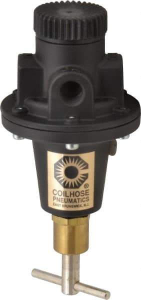 Coilhose Pneumatics - 1/4 NPT Port, 40 CFM, Cast Aluminum Tamper Proof Heavy-Duty T-Handle Regulator - 0 to 200 psi Range, 250 Max psi Supply Pressure, 1/4" Gauge Port Thread, 3" Wide x 5-1/2" High - Industrial Tool & Supply