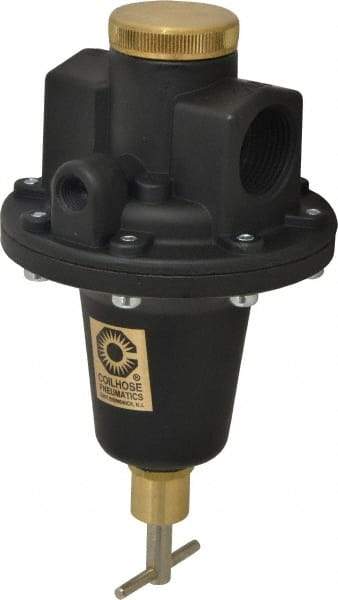 Coilhose Pneumatics - 1 NPT Port, 160 CFM, Cast Aluminum Tamper Proof Heavy-Duty T-Handle Regulator - 0 to 200 psi Range, 250 Max psi Supply Pressure, 1/4" Gauge Port Thread, 5" Wide x 8-1/2" High - Industrial Tool & Supply