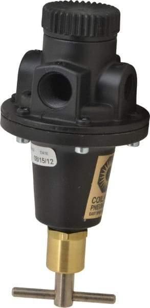 Coilhose Pneumatics - 3/8 NPT Port, 40 CFM, Cast Aluminum Tamper Proof Heavy-Duty T-Handle Regulator - 0 to 60 psi Range, 250 Max psi Supply Pressure, 1/4" Gauge Port Thread, 3" Wide x 5-1/2" High - Industrial Tool & Supply