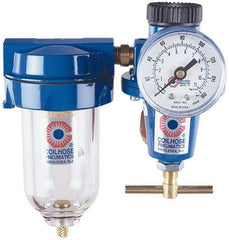 Coilhose Pneumatics - 1" NPT Port Heavy Duty 2 Piece Filter-Regulator FRL Unit - Metal Bowl, 125 Max psi, 9.875" High - Industrial Tool & Supply