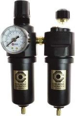 Coilhose Pneumatics - 3/8" NPT Port Compact 3 Piece Filter-Regulator-Lubricator FRL Unit - Zinc Bowl, 65 SCFM, 250 Max psi, 6.5" High, Automatic Drain - Industrial Tool & Supply