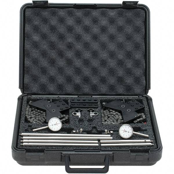 Starrett - 8 Piece, 0.2" Max Measuring, 1-7/16" Dial Diam, 0-50-0 Dial Reading, White Shaft Alignment Clamp Set - 0.001" Dial Graduation - Industrial Tool & Supply