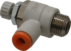 SMC PNEUMATICS - 5/32" Tube OD x 1/8" Male NPT Flow Control Elbow Valve - Meter Out - Industrial Tool & Supply
