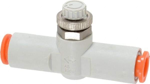 SMC PNEUMATICS - 5/16" Tube OD x 1/4 Body Flow & Speed Control Valve - Speed Control Inline Type with One Touch Fitting - Industrial Tool & Supply