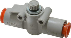 SMC PNEUMATICS - 3/8" Tube OD x 3/8 Body Flow & Speed Control Valve - Speed Control Inline Type with One Touch Fitting - Industrial Tool & Supply
