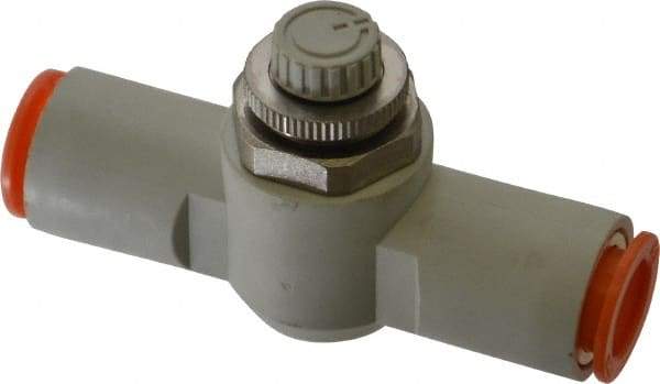 SMC PNEUMATICS - 1/2" Tube OD x 1/2 Body Flow & Speed Control Valve - Speed Control Inline Type with One Touch Fitting - Industrial Tool & Supply