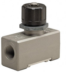 SMC PNEUMATICS - 3/8" Male NPT x 3/8" Female NPT Flow & Speed Control Valve - Inline Type - Industrial Tool & Supply
