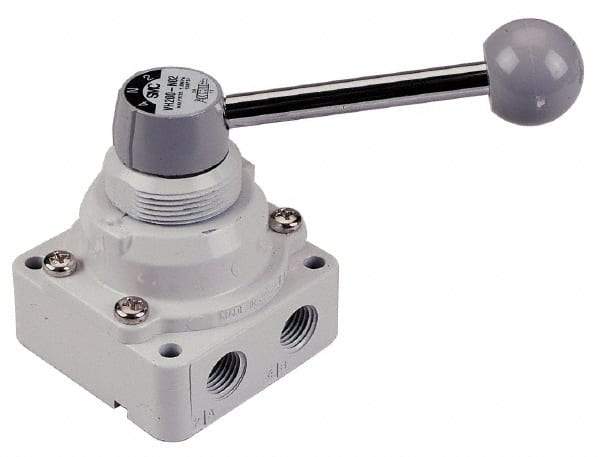 SMC PNEUMATICS - 1/2" NPT Rotary Hand Air Valve - 3 Position, 3.1 CV Rate, 150 Max psi & 140°F Max Temp - Industrial Tool & Supply