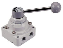 SMC PNEUMATICS - 1/2" NPT Rotary Hand Air Valve - 3 Position, 3.1 CV Rate, 150 Max psi & 140°F Max Temp - Industrial Tool & Supply
