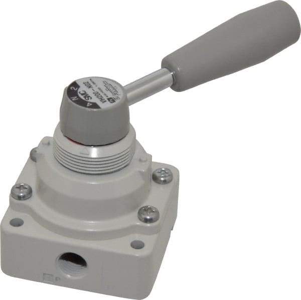 SMC PNEUMATICS - 1/4" NPT Rotary Hand Air Valve - 3 Position, 0.4 CV Rate, 150 Max psi & 140°F Max Temp - Industrial Tool & Supply