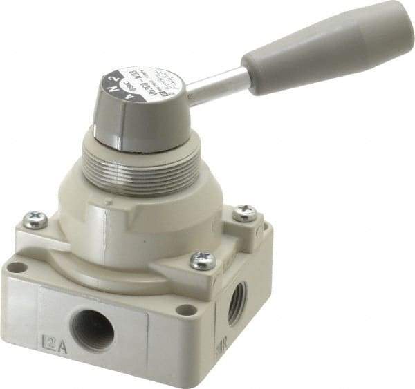 SMC PNEUMATICS - 3/8" NPT Rotary Hand Air Valve - 3 Position, 1.1 CV Rate, 150 Max psi & 140°F Max Temp - Industrial Tool & Supply