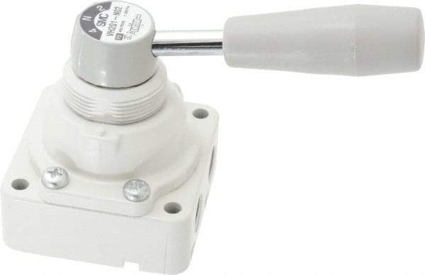 SMC PNEUMATICS - 1/4" NPT Rotary Hand Air Valve - 3 Position, 0.4 CV Rate, 150 Max psi & 140°F Max Temp - Industrial Tool & Supply