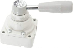 SMC PNEUMATICS - 1/4" NPT Rotary Hand Air Valve - 3 Position, 0.4 CV Rate, 150 Max psi & 140°F Max Temp - Industrial Tool & Supply