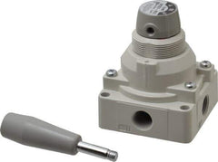 SMC PNEUMATICS - 3/8" NPT Rotary Hand Air Valve - 3 Position, 1.1 CV Rate, 150 Max psi & 140°F Max Temp - Industrial Tool & Supply