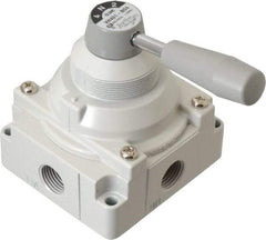 SMC PNEUMATICS - 1/2" NPT Rotary Hand Air Valve - 3 Position, 3.1 CV Rate, 150 Max psi & 140°F Max Temp - Industrial Tool & Supply