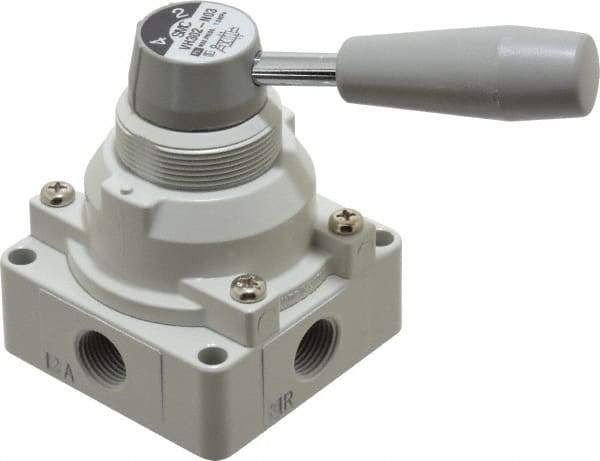 SMC PNEUMATICS - 3/8" NPT Rotary Hand Air Valve - 2 Position, 1.1 CV Rate, 150 Max psi & 140°F Max Temp - Industrial Tool & Supply