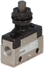 SMC PNEUMATICS - 0.38 CV Rate, 1/4" NPT Inlet Mechanical Valve - 3 Way, 3 Ports - Industrial Tool & Supply