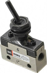 SMC PNEUMATICS - 0.14 CV Rate, 1/8" NPT Inlet Mechanical Valve - 2 Way, 2 Ports, Toggle Lever - Industrial Tool & Supply