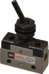 SMC PNEUMATICS - 0.14 CV Rate, 1/8" NPT Inlet Mechanical Valve - 3 Port, 2 Position, Toggle Lever - Industrial Tool & Supply
