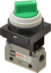 SMC PNEUMATICS - 0.14 CV Rate, 1/8" NPT Inlet Mechanical Valve - 3 Way, 2 Ports - Industrial Tool & Supply