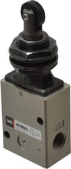 SMC PNEUMATICS - 1.00 CV Rate, 1/4" NPT Inlet Mechanical Valve - 2 Way, 2 Ports, Roller Plunger Inline - Industrial Tool & Supply