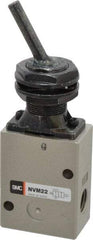 SMC PNEUMATICS - 1.00 CV Rate, 1/4" NPT Inlet Mechanical Valve - 2 Way, 2 Ports, Toggle Lever - Industrial Tool & Supply