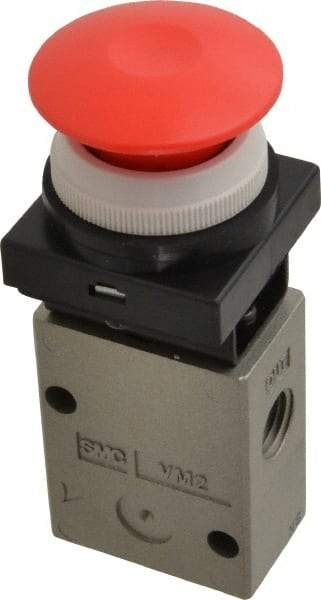 SMC PNEUMATICS - 1.00 CV Rate, 1/4" NPT Inlet Mechanical Valve - 2 Way, 2 Ports - Industrial Tool & Supply