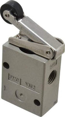 SMC PNEUMATICS - 1.00 CV Rate, 1/4" NPT Inlet Mechanical Valve - 3 Way, 2 Ports, Roller Lever - Industrial Tool & Supply