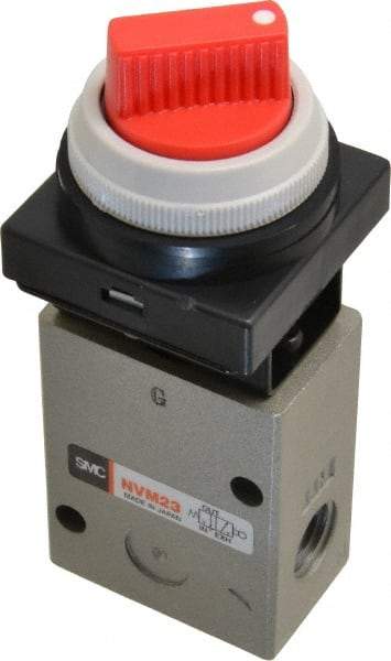 SMC PNEUMATICS - 1.00 CV Rate, 1/4" NPT Inlet Mechanical Valve - 3 Way, 2 Ports - Industrial Tool & Supply