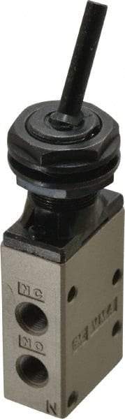 SMC PNEUMATICS - 0.38 CV Rate, 1/4" NPT Inlet Mechanical Valve - 3 Way, 3 Ports, Toggle Lever - Industrial Tool & Supply