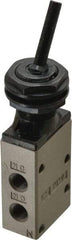 SMC PNEUMATICS - 0.38 CV Rate, 1/4" NPT Inlet Mechanical Valve - 3 Way, 3 Ports, Toggle Lever - Industrial Tool & Supply