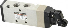 SMC PNEUMATICS - 1.00 CV Rate, 1/4" NPT Inlet Mechanical Valve - 4 Way, 5 Ports, Roller Lever - Industrial Tool & Supply
