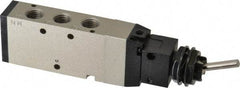 SMC PNEUMATICS - 1.00 CV Rate, 1/4" NPT Inlet Mechanical Valve - 4 Way, 5 Ports, Toggle Lever - Industrial Tool & Supply