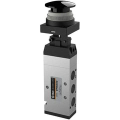 SMC PNEUMATICS - 1.00 CV Rate, 1/4" NPT Inlet Mechanical Valve - 4 Way, 5 Ports, Push Button Mushroom - Industrial Tool & Supply