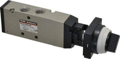 SMC PNEUMATICS - 1.00 CV Rate, 1/4" NPT Inlet Mechanical Valve - 4 Way, 5 Ports - Industrial Tool & Supply