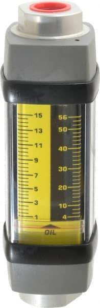 Hedland - 1/2" NPTF Port Oil & Petroleum-Based Liquid Flowmeter - 3000 Max psi, 1 to 15 GPM, Anodized Aluminum - Industrial Tool & Supply