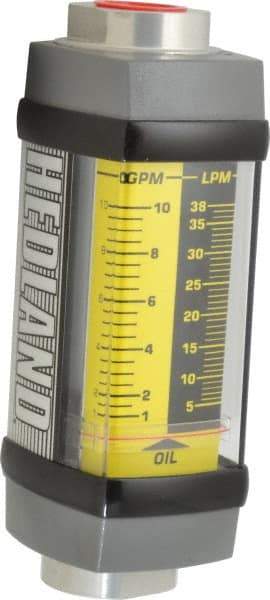 Hedland - 3/4" NPTF Port Oil & Petroleum-Based Liquid Flowmeter - 3000 Max psi, 1 to 10 GPM, Anodized Aluminum - Industrial Tool & Supply