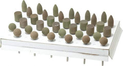 Grier Abrasives - 36 Piece Aluminum Oxide Rubber Rubber Mounted Abrasive Wheel Set - Includes Mounted Wheels with 1/8" Diam x 1-1/2" Long Shank - Industrial Tool & Supply