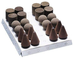 Grier Abrasives - 24 Piece Aluminum Oxide Rubber Rubber Mounted Abrasive Wheel Set - Includes Mounted Wheels with 1/4" Diam x 1-1/2" Long Shank - Industrial Tool & Supply