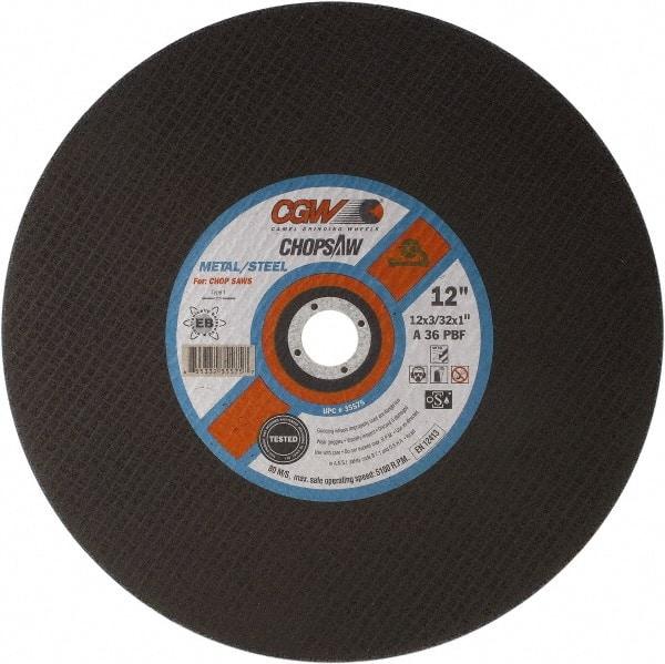 Camel Grinding Wheels - 16" 36 Grit Aluminum Oxide Cutoff Wheel - 3/32" Thick, 1" Arbor, 3,820 Max RPM - Industrial Tool & Supply