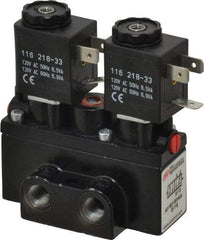 ARO/Ingersoll-Rand - 1/8" Inlet x 1/8" Outlet, Solenoid Actuator, Solenoid Return, 2 Position, Body Ported Solenoid Air Valve - 120 VAC Input, 32 CFM, 0.9 CV, 4 Way, 150 psi, 3-1/2" Long x 1-15/16" Wide x 3-1/4" High, 0 to 180°F - Industrial Tool & Supply