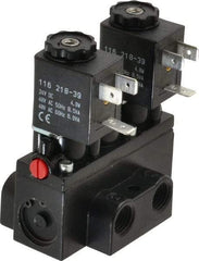 ARO/Ingersoll-Rand - 1/4" Inlet x 1/4" Outlet, Solenoid Actuator, Solenoid Return, 3 Position, Body Ported Solenoid Air Valve - 24 VDC Input, 32 CFM, 0.9 CV, 4 Way, 150 psi, 2-15/16" Long x 1-15/16" Wide x 1-13/16" High, 0 to 180°F - Industrial Tool & Supply