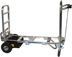 Wesco Industrial Products - 1,200 Lb Capacity 61-3/4" OAH Battery Powered Convertible Hand Truck - 18 x 7-1/2" Base Plate, Loop Handle, Aluminum, Full Pneumatic Wheels - Industrial Tool & Supply
