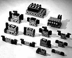 SMC PNEUMATICS - 3.6 CV Flow Rate Pilot Operated Solenoid Valve - 1/2" Inlet, Interface Speed Control Manifold Option - Industrial Tool & Supply